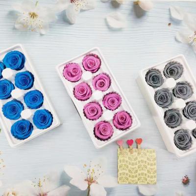 China Durable Home Table Party Decorative Red Rose Flower Boxes Preserved Roses Bud for sale