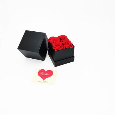 China Natural touch RTS plant supply rose in square box belong to eternal roses for valentine's rose for her. for sale