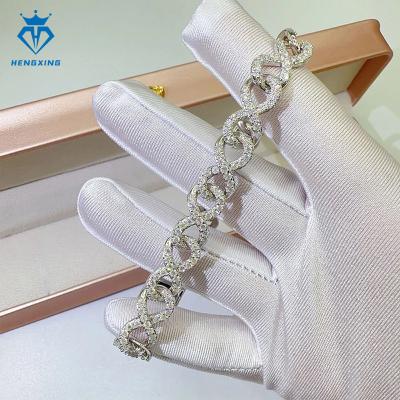 China Hiphop VVS Moissanite diamond 15mm 925 silver Cuban chain women bracelet  Miami Cuban link chain bracelet for men for sale