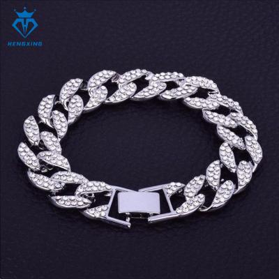 China Hiphop High Quality Hip Hop Cuban chain Bracelet VVS Moissanite Custom  15mm Rose Gold Jewelry Ice Out Of Cuban Bracelet for sale