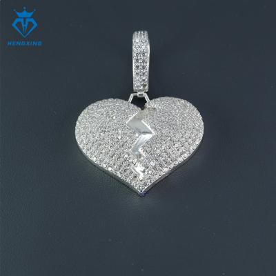 China Hiphop Fashion Jewelry Pendants Gold Plated Diamond 925 Silver Iced Out VVS Moissanite Heart Pendant For Necklace for sale