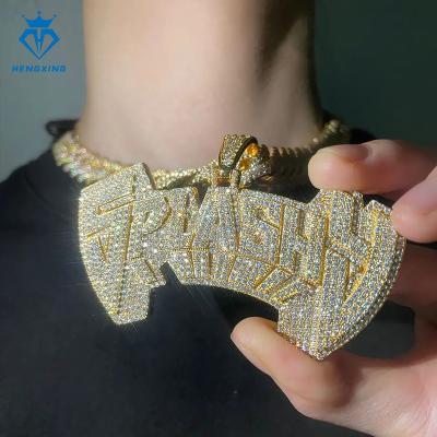 China Hiphop Hip hop  luxury fine jewelry iced out Necklace pendant  vvs moissanite silver custom name letter pendant for sale