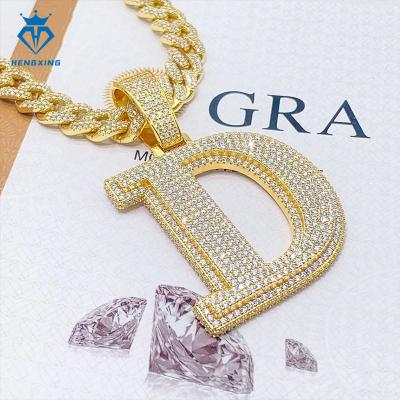 China Hiphop fine jewelry luxury iced out 925  silver letter pendant vvs moissanite hip hop name  pendant for sale