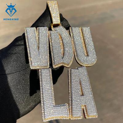 China Hiphop Pass Diamond Tester Hip Hop Jewelry 925 Silver Iced Out VVS Moissanite Letter Initial Name Pendant for sale