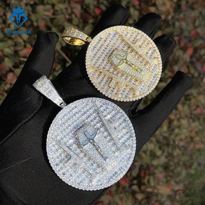 China Hiphop Customized Luxury Hip Hop Jewelry diamond Pendant 925 Silver Iced Out VVS Moissanite Circle Pendant Necklace for sale