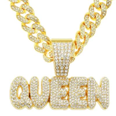 China Hiphop Hengxing Jewelry 18k gold-plated men's gold letter Ice Out pendant Moissanite diamond Cuba necklace pendant for sale