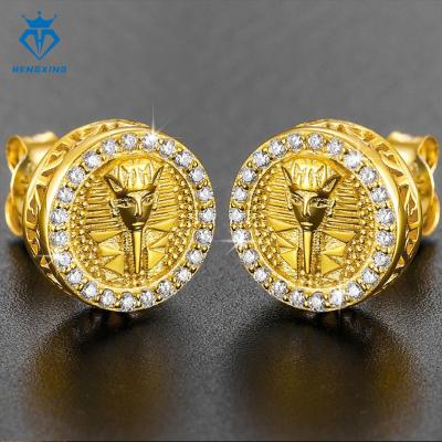 China Hiphop Custom Fine Jewelry 18K Gold Plated vintage earrings set VVS Moissanite Stud Earrings for women Hoop Earrings for sale