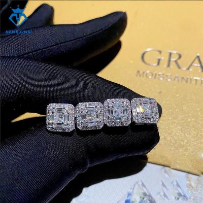 China Hiphop Luxury high quality fashion jewelry vvs moissanite diamond wholesale custom 925 sterling silver stud earrings for sale