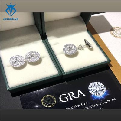 China Hiphop Hip Hop Fine luxury Jewelry Sterling Silver 925 Iced Out Earrings VVS Moissanite Diamond studs earrings for women for sale