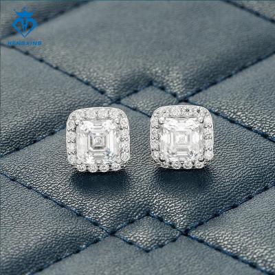 China Hiphop Hot Sale Fashion Luxury Jewelry 925 Sterling Silver Earrings VVS Moissanite Diamond Stud Geometric Earrings for Women for sale