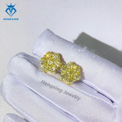 China Hiphop 925 sterling silver 18K gold fine fashion earring packaging gemstone Moissanite fine jewelry earrings for women for sale