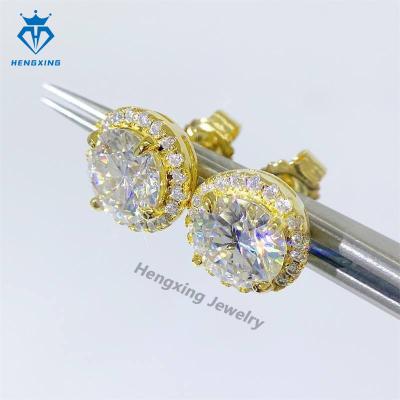 China Hiphop Fine Jewelry Design 925 Sterling silver fashion spiral back GRA certified diamond Moissanite earring card for sale