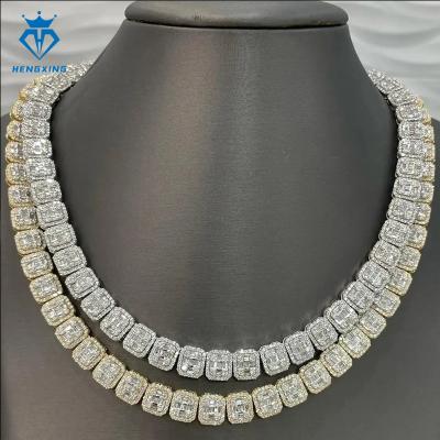 China Hiphop Hip Hop Jewelry 12mm 925 Silver Hand Inlaid Moissanite Diamond  Ice Out Rock Candy Chain necklace for sale