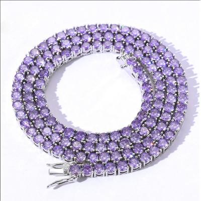 China Hiphop High quality 5mm 925 Sterling Silver lab real diamond tennis chain VVS Moissanite ruby tennis chain for sale