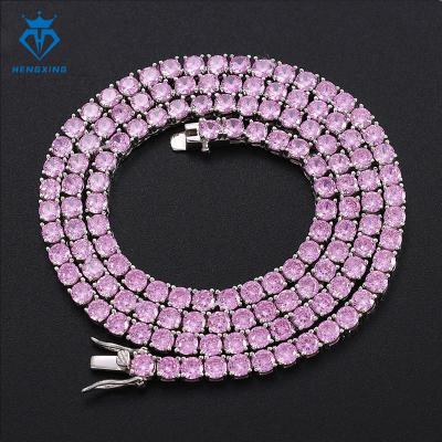 China Hiphop Women Men Fine Jewelry 5mm Iced Out 925 Sterling Silver Tennis Chain VVS Moissanite Hip Hop Tennis Chain for sale