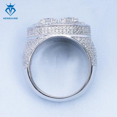 China Hiphop pass diamond tester iced out jewelry men cock rings 925 silver vvs moissanite hip hop engagement wedding ring for sale