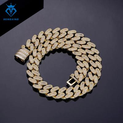 China Hiphop Pass Diamond Tester 925 Silver gold plated miami cuban chain  VVS Moissanite Iced Out Cuban Link Chain for sale