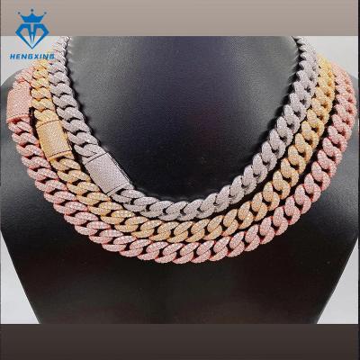 China Hiphop Wholesale custom luxury jewelry Rose gold plating cuban chain vvs moissanite hip hop cuban link chain for sale