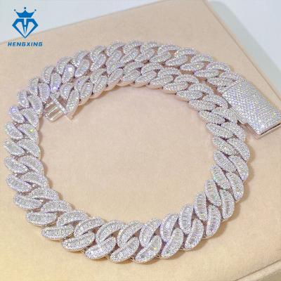 China Hiphop Pass Diamond Tester 18mm miami Hip Hop Jewelry Silver 925 cuban chain Necklace VVS Moissanite Iced Out Cuban Link Chain for sale