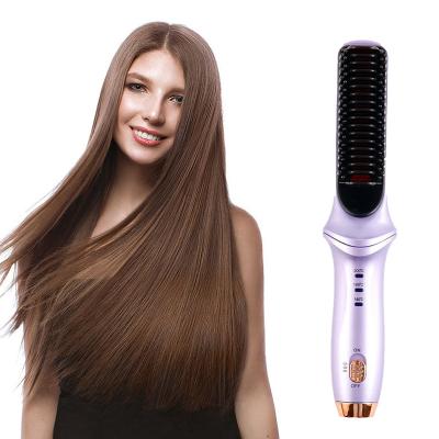 China 2023 Household Custom Logo USB Hair Straightener Cordless Electric Hot Heating Brush For African Women for sale