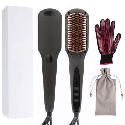 China Outdoor Professional Performance Hot Hair Brush Straight Up Ceramic Thermal Ionic Hair Straightening Brush for sale