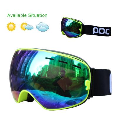 China Luxury Double-Layer Rim and Snow Goggles Electroplating Sunglasses for Winter Sports Logo Ski Glasses for sale