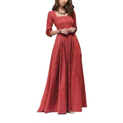 China Anti-Static Women Classic 1950s Maxi Dress 3/4 Sleeve Vintage Rockabilly Swing Dress for sale