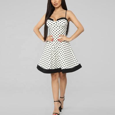 China Women Ladies Fashion Anti-Static Clothing Manufacturer New Style A Line Polka Dot Classic Vintage Retro Dresses for sale