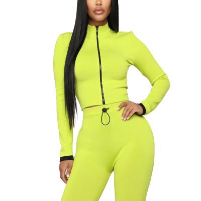 China Viable Neon Green Pink Tracksuit Womens Two Piece Set Top And Pants Sweat Suits Biker Shorts Joggers Womens Two Piece Set Clothing for sale