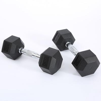 China Fitness Weight Lifting Hex Dumbbell Gym Basic Equipment Universal Cross Rubber Dumbbell Set for sale