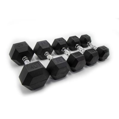 China Universal Wholesale Gym Dumbbell Rubber Set Weighs Hex Dumbbells for sale