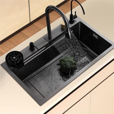 China With Faucet Trend Nano SUS Countertop Undermount Farmhouse Ceramic Waterfall Kitchen Faucet Kitchen Sink for sale