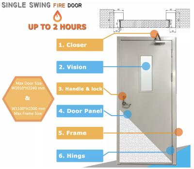 China 120 60 45 20 90 Minute Fire Rated Steel Door Interior Fireproof Double Doors for sale