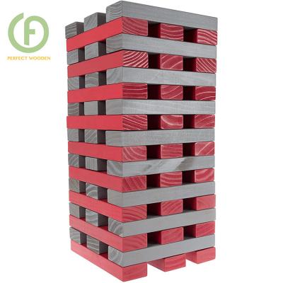 China Well Sanded Edges Tumbing PERFECT Tower Wooden Block Giant Natural Balance Stacking Game for sale