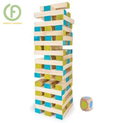 China Well Sanded Large PERFECT Tower Tumbing Stacking Edges Wooden Block Natural Game Blue and Green for Outdoor Play for sale