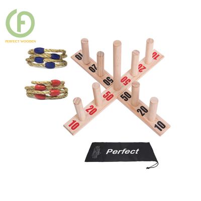 China High Quality Pine Wood Ring Hook Wooden Throwing Sets Outdoor Wooden Yard Games For Fun for sale