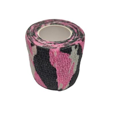 China wholesale pink Self-adhesive camouflage elastic nonwoven fiber cotton cohesive bandage for tattoo grip for sale