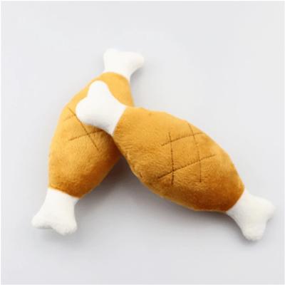 China High Quality Double Dogs Bone Chicken Leg Plush Toys Voice Connotation BB Dog Cat Toy Te koop