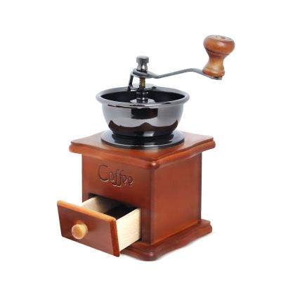 China NIBU Hot Sale Outdoor Coffee Machine Vintage Burr Coffee Grinders Antique Wooden Small Espresso Mill Portable Manual Grinder for sale