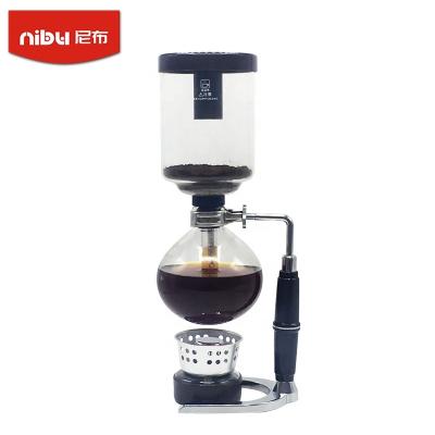 China NIBU Best Price Style Coffee Siphon Tea Maker Durable Home Pot Viable Black Hand Camping Siphon Coffee Maker Durable Glass Jar for sale