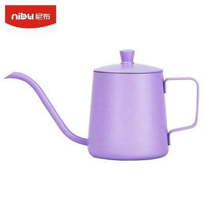 China WITH LID Stainless Steel Mini Gooseneck Camping Coffee Kettle Pour Over Hand Drip Ear Pot Nibu 350ml Tea Coffee Kettle for sale