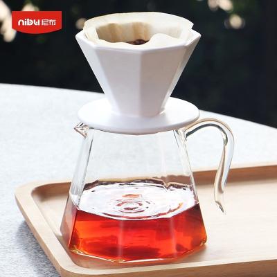 China New Viable Sharing Nibu Pot Borosilicate Coffee Maker High Heat Resistance Pour Over Drip Kettle Set Coffee Server Glass Pot for sale