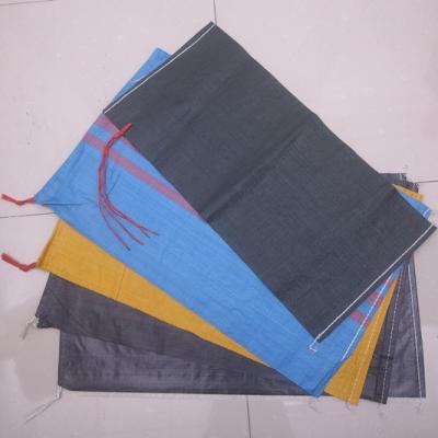 China Recyclable Black Laminated PP Woven Bag With Tie Rope For Coal Packing for sale