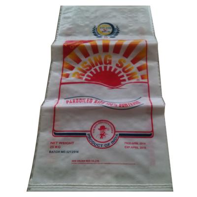 China 25kg Quantity Recyclable High Bopp Woven Rice Bag for sale