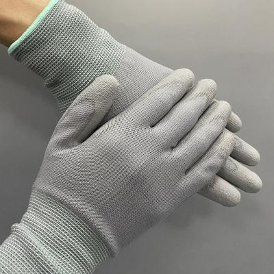 China Anti Static Anti Static PU Plam Fitted Glove Work Top Fit Polyester Lint Free Gloves for sale