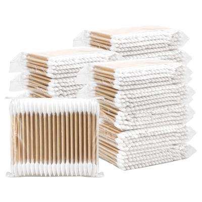 China Double Sides Cleaning Organic Cotton Pad Birch Stick Applicator Wood Pad Private Label Organic Cotton Pad for sale