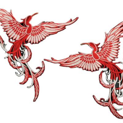 China Handmade Makers Provide Custom Sew-on Patches Beautiful Flying Phoenix Pattern Patches For Apparel Decoration Applique Patches for sale