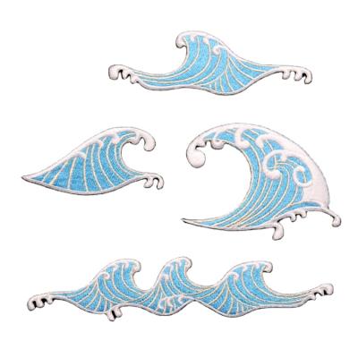 China Garment\Jeans\DIY\Bags\Overlay Waves Of The Sea Series Embroidery Patches For Clothing Backpack Decorative Applique Patches Badge for sale