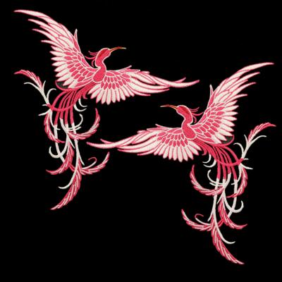 China Handmade Makers Provide Custom Sew-on Patches Beautiful Flying Phoenix Pattern Patches For Apparel Decoration Applique Patches for sale