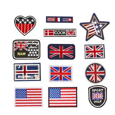 China Custom Flag Logo Embroidered Iron-On Badges Handmade Making Patches For Clothing Hats Jeans Shoes T-shirt Applique for sale